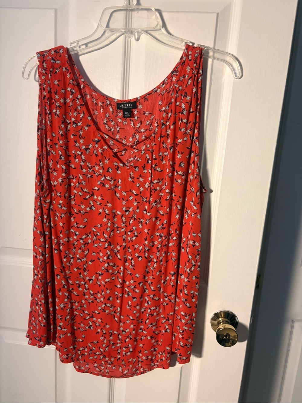 a.n.a. Orange-Red Floral Sleeveless Top